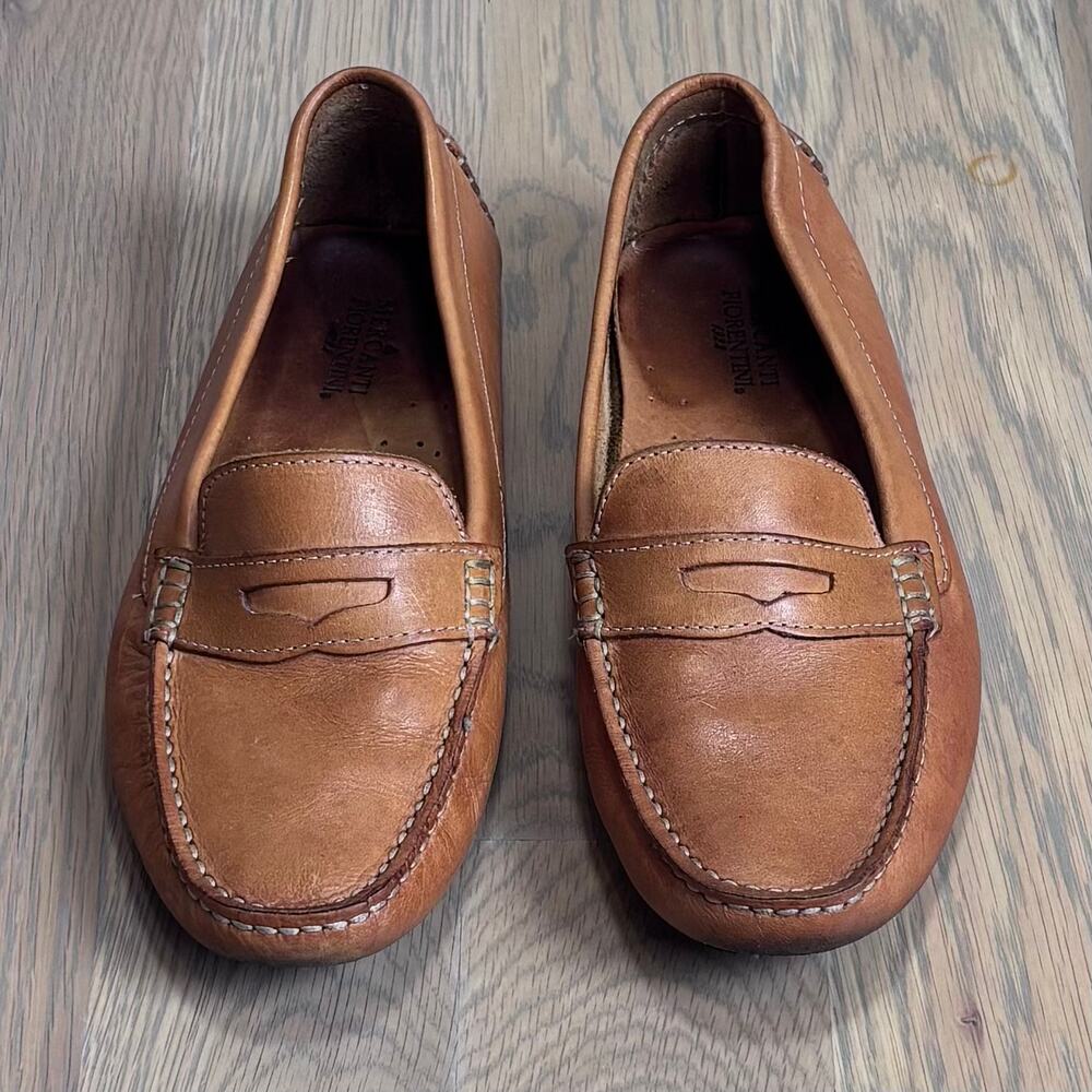 Mercanti Fiorentini Leather Driving Loafer Moccasin Cognac Brown Women Size 8B